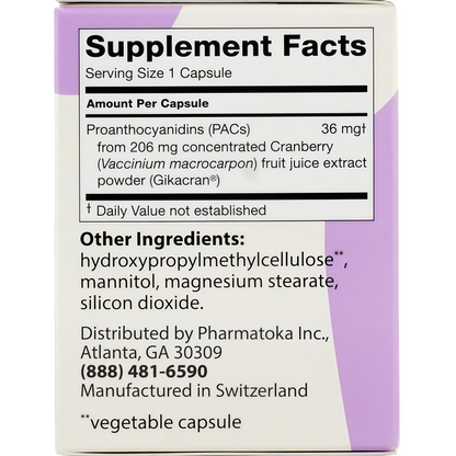 ellura 36mg Clinically Backed Soluble Bioactive PACs Cranberry Extract 30ct