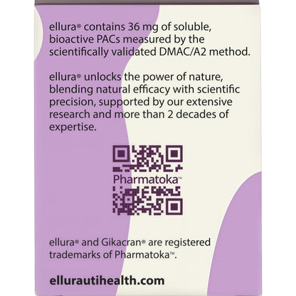 ellura 36mg Clinically Backed Soluble Bioactive PACs Cranberry Extract 30ct